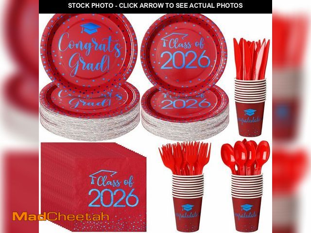Lot 74-14056194 - 700pcs Class of 2026 Graduation Plates and Napkins Set, Disposable Paper Plate Set Polka Dots Plates...