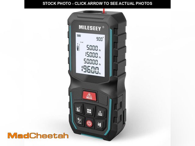 Lot 74-14193160 - MILESEEY 330 ft. Laser Distance Measuring Tool, 0.06 in. Accuracy, Distance, Area, Volume, Pythagora...