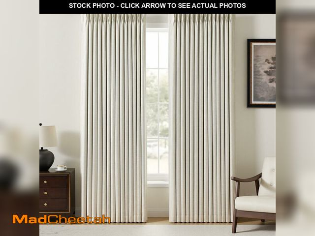 Lot 74-13967501 - YZ HOME Pinch Pleated Linen Curtains 100% Blackout 84 Inches Long for Living Room Bedroom, Memory Th...
