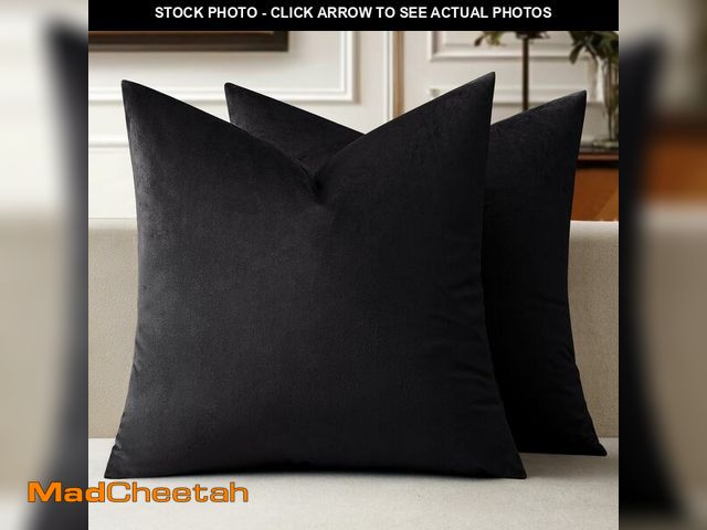 Lot 74-12714918 - MIULEE Pack of 2 Velvet Pillow Covers Decorative Square Pillowcase Soft Solid Black Cushion Case for...