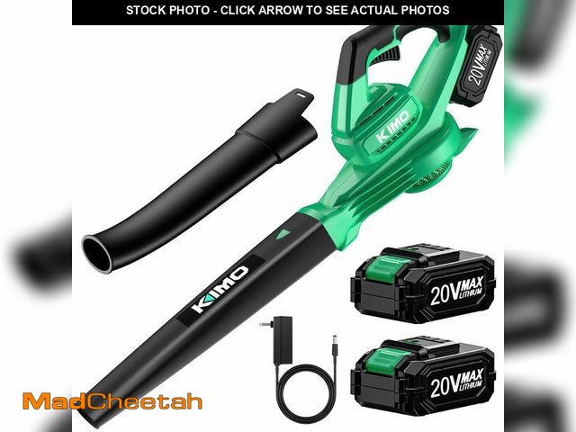 Lot 74-12702516 - KIMO Leaf Blower Cordless with Battery and Charger, 2 Pack Batteries, Extension Tube, 20000 RPM Vari...