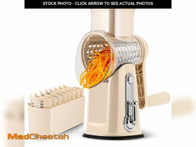 Lot 74-14213960 - SUSTEAS Rotary Cheese Grater with Handle - Vegetable Shredder with 5 Well-designed Blades &amp; Stro...