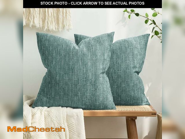 Lot 74-13627819 - MIULEE Pack of 2 Decorative Burlap Linen Spring Throw Pillow Covers Modern Farmhouse Vintage Pillowc...