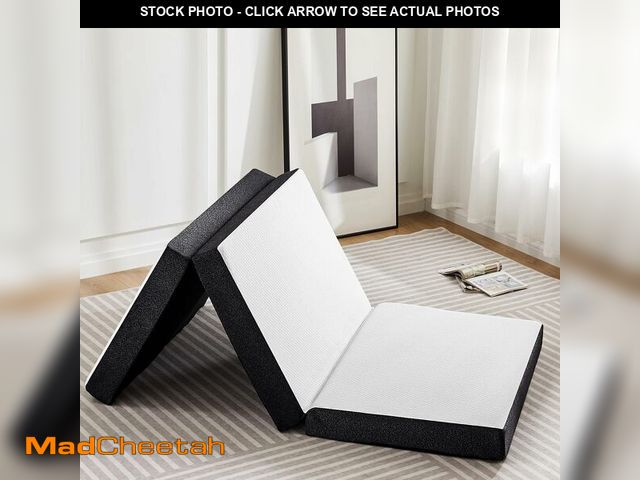 Lot 74-14067500 - OLIXIS Tri-fold Memory Foam Mattress - 4 Inch Twin Size Portable Floor Bed, Foldable Mat for Kids an...