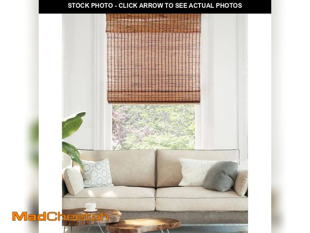 Lot 74-13822263 - Chicology Light Filtering Cordless Natural Woven Bamboo Window Shade 36 in. W x 64 in. L - Beaver - ...