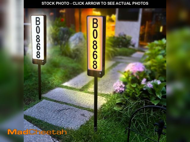 Lot 74-14153078 - Solar Address Sign, Double Side House Numbers for Outside Light Up, Led Illuminated Address Number O...