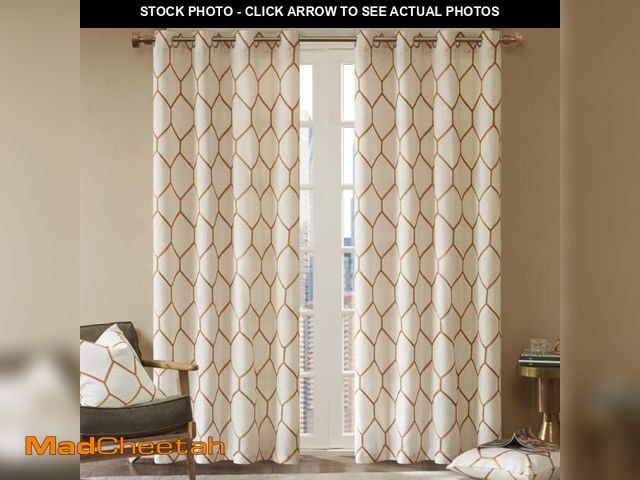 Lot 74-2140627 - SINGLE Three Posts Almaguer Geometric Semi-Sheer Grommet Single Curtain Panel TRPT4860 Size per Pane...