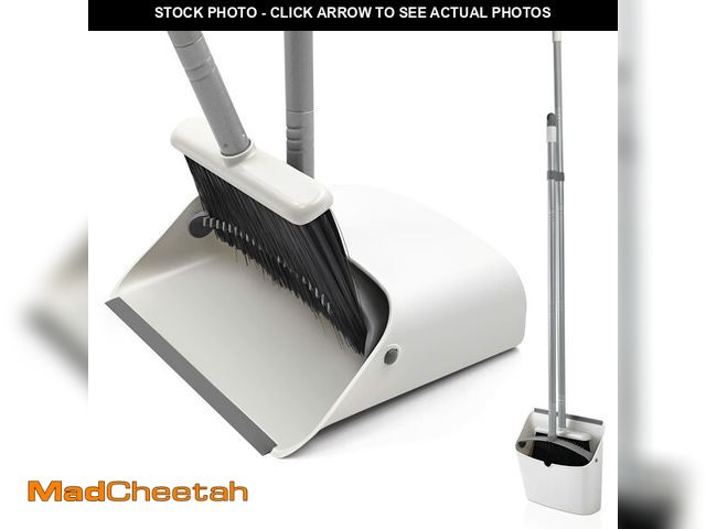 Lot 74-11547605 - *SEE DETAILS* Broom and Dustpan Set, JEHONN Long Handle Lightweight Broom Set Upright Standing Dustp...