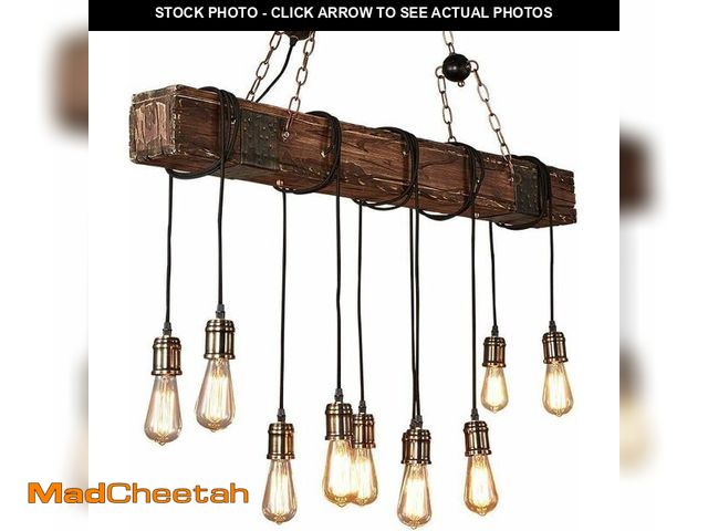 Lot 74-12761987 - KJLARS Rustic Farmhouse Chandeliers for Dining Room &amp; Kitchen Island 10-Light Adjustable Wooden ...