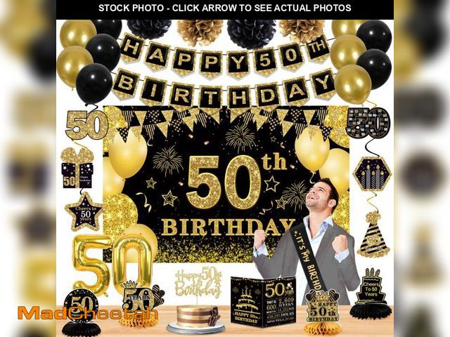 Lot 74-12047234 - 50th Birthday Decorations for Men Women,32PCS 50th birthday party includes 50th Birthday Banner Back...