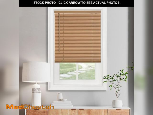 Lot 74-12396516 - Cordless Light Filtering Mini Blind - 23 Inch Width, 72 Inch Length, 1" Slat Size - Woodtone - Cordl...