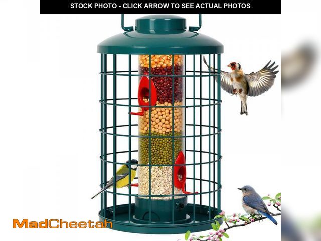 Lot 74-12439749 - Mosloly Caged Bird Feeder for Wild Birds Outside, Large Squirrel-Proof Heavy-Duty Metal Hanging Tube...