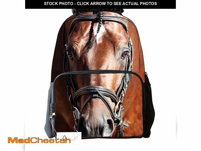 Lot 74-13950786 - Ibeauti Unisex School Backpack, Large Capacity 3D Vivid Animal Face Print Horse Backpack Back to Sch...