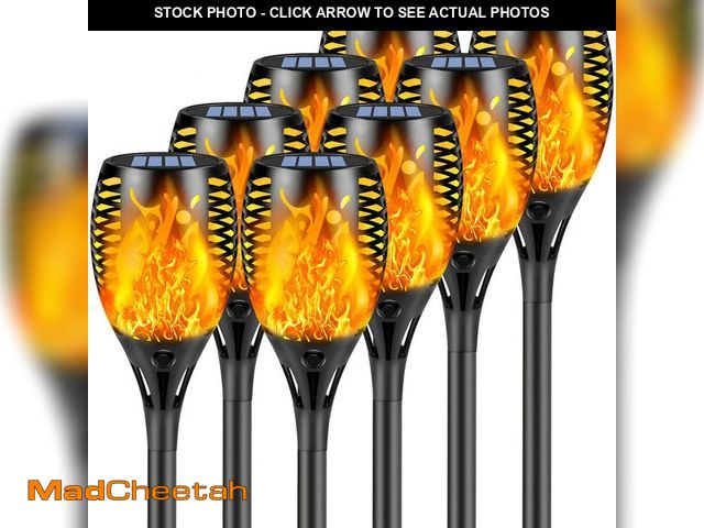 Lot 74-12979153 - Upgraded 8 Pack Super Larger Size Solar Torch Lights with Flickering Flame, Extra Bright Solar Light...