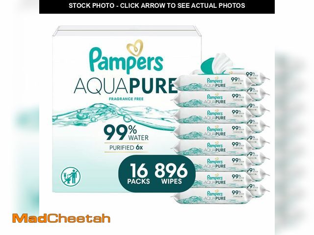 Lot 74-14582027 - Aqua Pure Baby Wipes, 99% Water, Fragrance Free, Unscented, Water Based, Multi-Use, 896 Wipes Total ...