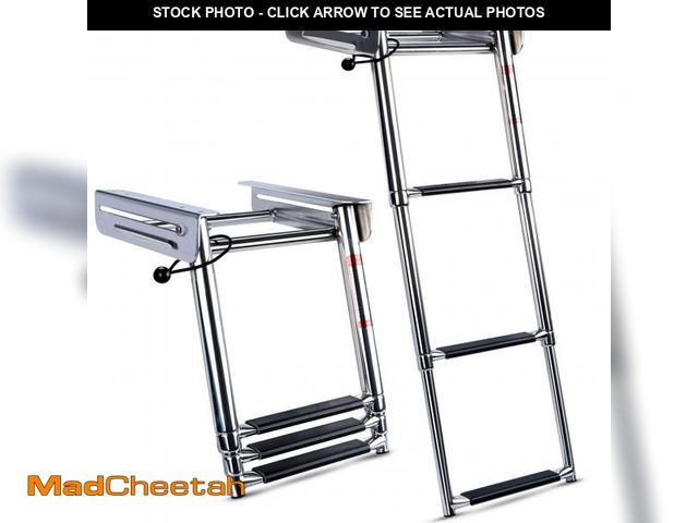 Lot 74-12117835 - Marinebaby 3/4 Steps Under Platform Slide Mount Boat Boarding Ladder, Stainless Steel Telescoping Ma...