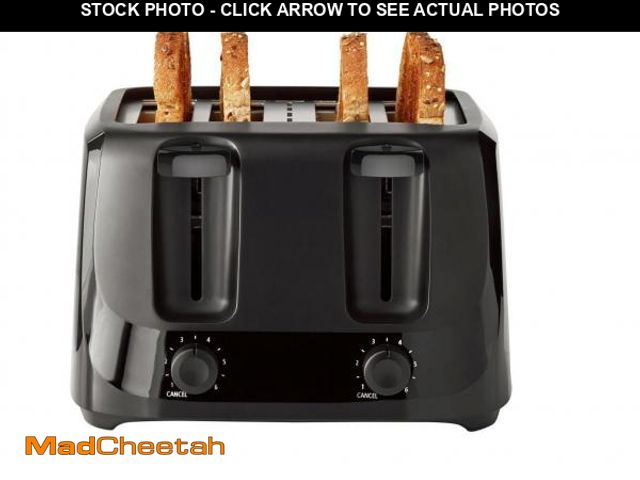 Lot 74-12537374 - Mainstays 4-Slice Toaster Black with 6 Shade Settings and Removable Crumb Tray - USED