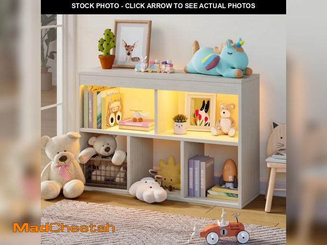 Lot 74-12490881 - Pinmoco 5-Cube Reversible Toy Storage Organizer LED Kid's Shelf Multipurpose Bookcase, Gray - USED