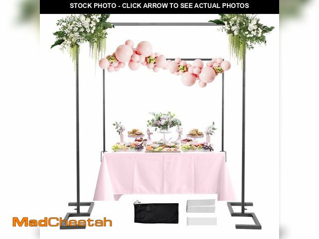 Lot 74-14330597 - 8.2FT Square Wedding Arch,Metal Arch Backdrop Stand Heavy Duty Adjustable,Extra 2 Clamp Change Over ...