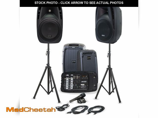 Lot 74-13121654 - Gemini Portable PA System with Stands - 600W Bluetooth Speaker System with 6-Channel Mixer, Dual 10"...