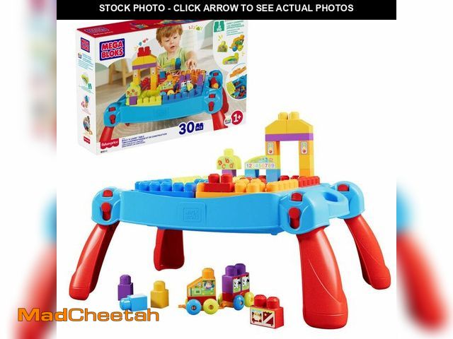 Lot 74-12837034 - MEGA BLOKS First Builders Toddler Blocks Toy, Build Ã¢â¬Ën Learn Portable Activity Table with 30 P...