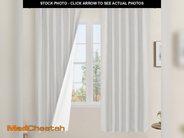 Lot 74-12309089 - LAMIT 100% Blackout Linen Curtains, 72 Inch Linen Textured Living Room Curtains Room Darkening Back ...