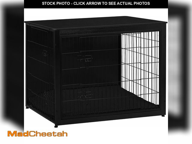 Lot 74-13073543 - DWANTON Dog Crate Furniture with Cushion, Wooden Kennel Table with Double Doors, Indoor Dog House, E...