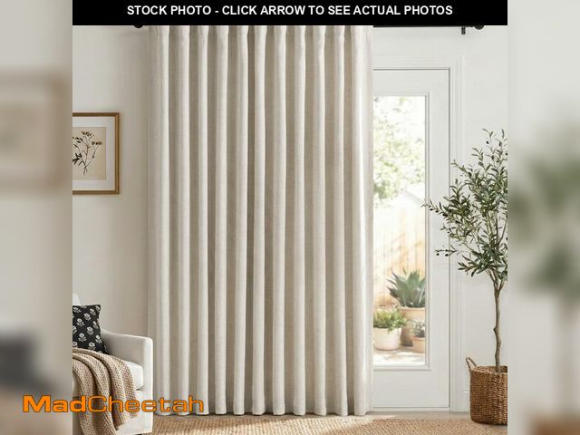 Lot 74-14376718 - 100% Blackout Shield Linen Blackout Sliding Door Curtains for Living Room, Back Tab/Rod Pocket Therm...