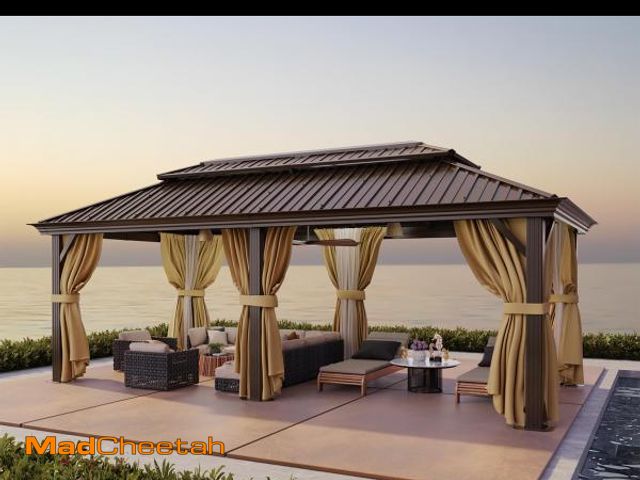 Lot 74-12242595 - HOTEEL 12x20 Hardtop Gazebo with Metal Roof, Heavy Duty Galvanized Steel Gazebo with Reinforced Alum...