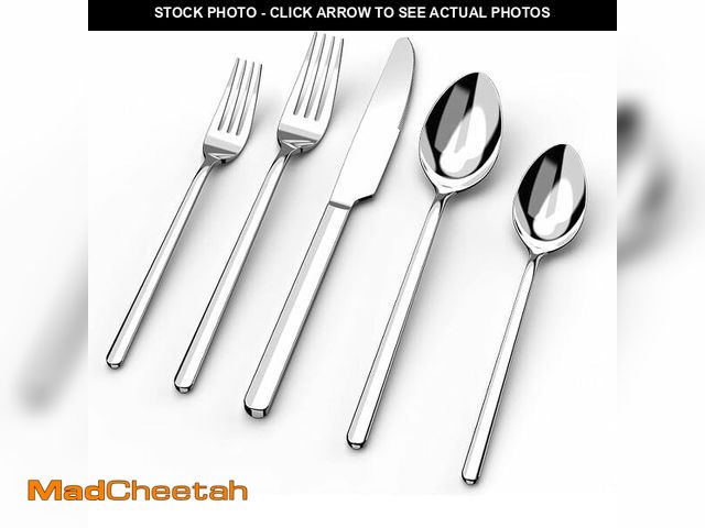 Lot 74-14590186 - KINGSTONE Silverware Set, 20 Piece Flatware Cutlery Set for 4, 18/10 Stainless Steel Silverware Mirr...