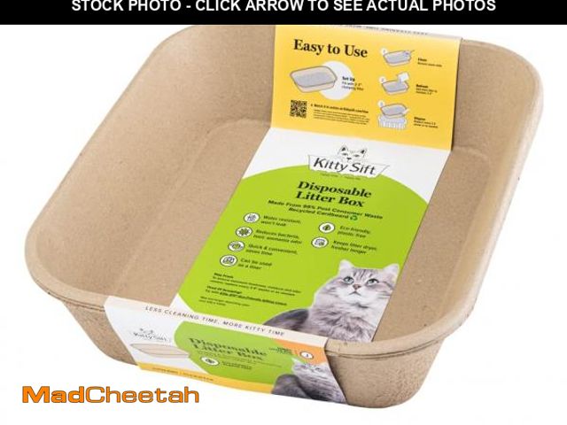 Lot 74-12098319 - Kitty Sift (6-Pack) Disposable Cat Litter Box, Sustainable, Clean - Jumbo, 6-Pack - UNUSED
