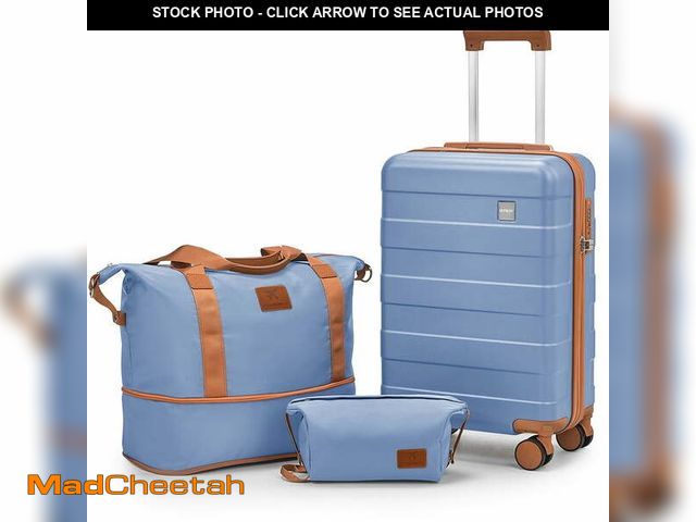 Lot 74-12782201 - (MISSING ONE WHEEL) Joyway 3-Piece Luggage Set 20-Inch Carry-On Suitcase with Spinner Wheels TSA Loc...