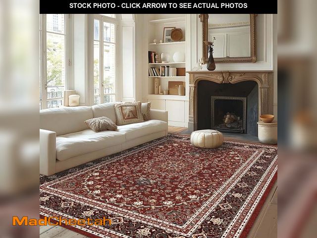 Lot 74-13656364 - Pentantan 5'x7' Area Rug for Living Room, Red Retro Style Washable Rug with Anti-Slip Backing - UNUS...