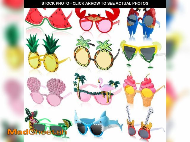 Lot 74-14268912 - Kabcifea 12 Pairs Novelty Party Sunglasses,Funny Luau Party Sunglasses Hawaiian Tropical Beach Glass...