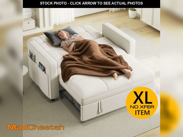 Lot 74-13579984 - YITAHOME 55" Convertible Sofa Bed, 3-in-1 Sleeper Sofa with Iron Frame Pull-Out Bed, Linen Futon Cou...