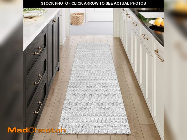 Lot 74-10823026 - Collive Hallway Runner Rug 2x6 Kitchen Runner Rugs Non Slip Rubber Backed Gray Cotton Carpet Washabl...