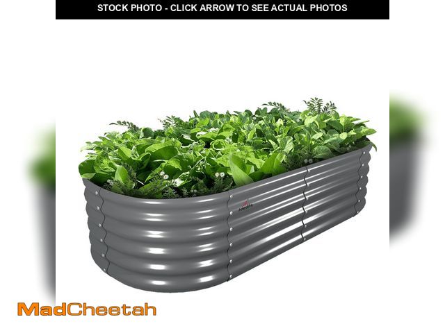 Lot 74-12677944 - TRAMULL 6X2X1.5 ft Galvanized Raised Garden Beds Outdoor, Oval Round Metal Planter Box (Quartz Grey)...