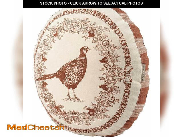 Lot 74-12633298 - Primitives by Kathy Shaped Pillow - Pheasant, displaying a Round Shape and Vintage Pheasant Design I...