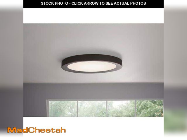 Lot 74-12745843 - Home Decorators Collection Calloway 15 in. Matte Black Selectable LED Flush Mount - UNUSED