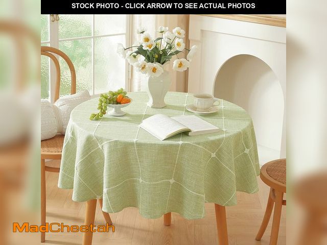 Lot 74-14155421 - Zobesta Linen 70 Inch Round Tablecloth, Table Cloth Round Cotton Tablecloth Green Plaid Tablecloth f...