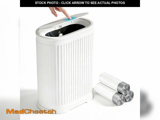 Lot 74-13569001 - Figella 1.8 Gallon Bathroom Trash Can with Lid Press-Top, Small White Stainless Steel Garbage Can wi...