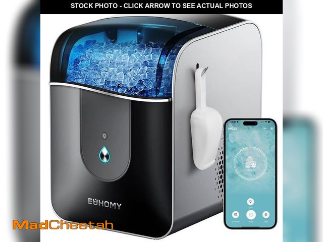 Lot 74-14193092 - EUHOMY 9 in. 40 lb/24H Nugget Portable Countertop Ice Maker in Black with APP Control, LED Light Typ...