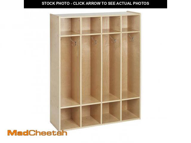 Lot 74-12493643 - ECR4Kids Streamline 4-Section Coat Locker, Classroom Furniture, Natural - UNUSED