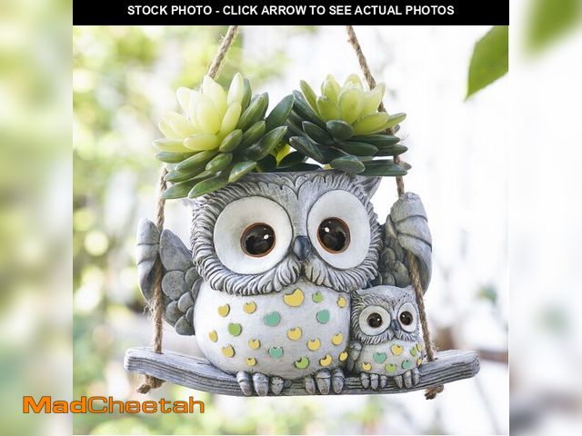 Lot 74-14214015 - Swing Owl Hanging Planters for Indoor Plants, Cute Small Succulent Pots with Drainage Hole, Unique R...