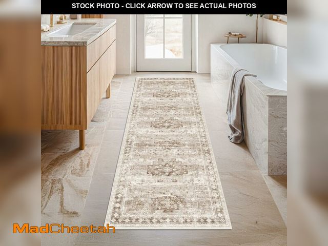 Lot 74-12764339 - Boho Long Bathroom Runner Rug 24 x 72 Washable Non Slip - Soft Stain Reistant Rugs for Kitchen, Laun...