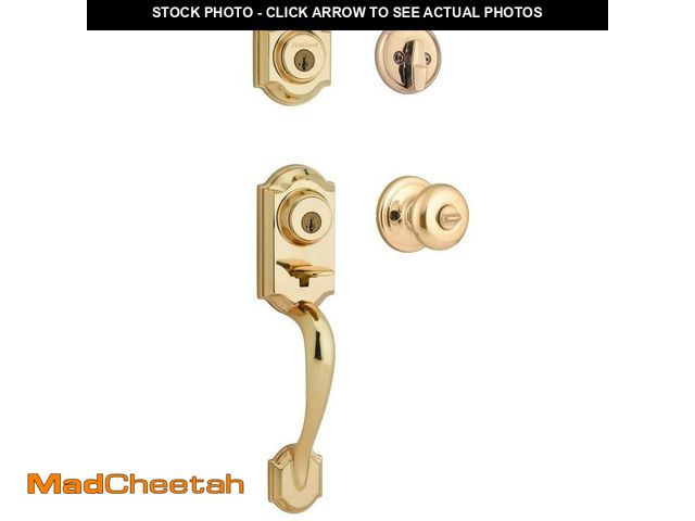 Lot 74-13774163 - Kwikset Montara Polished Brass Single Cylinder Door Handleset with Juno Entry Door Knob Featuring Sm...