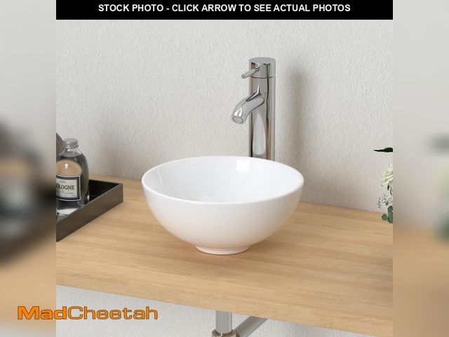 Lot 74-12308408 - J-FAMILY 11'' Small Vessel Sink Bowl Bathroom Above Counter Vanity Sink Round White Ceramic Small La...