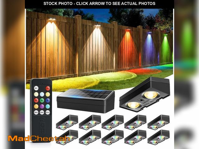 Lot 74-14335736 - JOFIOS Fence Lights Solar Powered with Remote 12 Pack, Warm White, Cool White and RGB Color Glow LED...