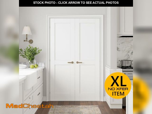 Lot 74-13120383 - (24" x 2) x 80" Interior French Doors, 2-Panel Slab Door for Pantry, Closet, Pocket, Solid Core Inte...