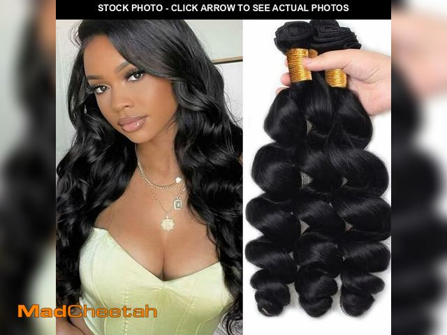 Lot 74-14210905 - Loose Wave Bundles Human Hair Loose Body Wave Bundles Deep Wave Bundle 26 28 30 inch Natural Black B...